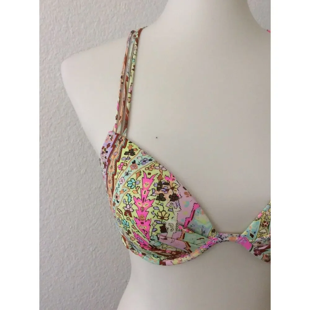 Victoria's Secret Bikini Top Pleated Multicolor Metallic Swimwear